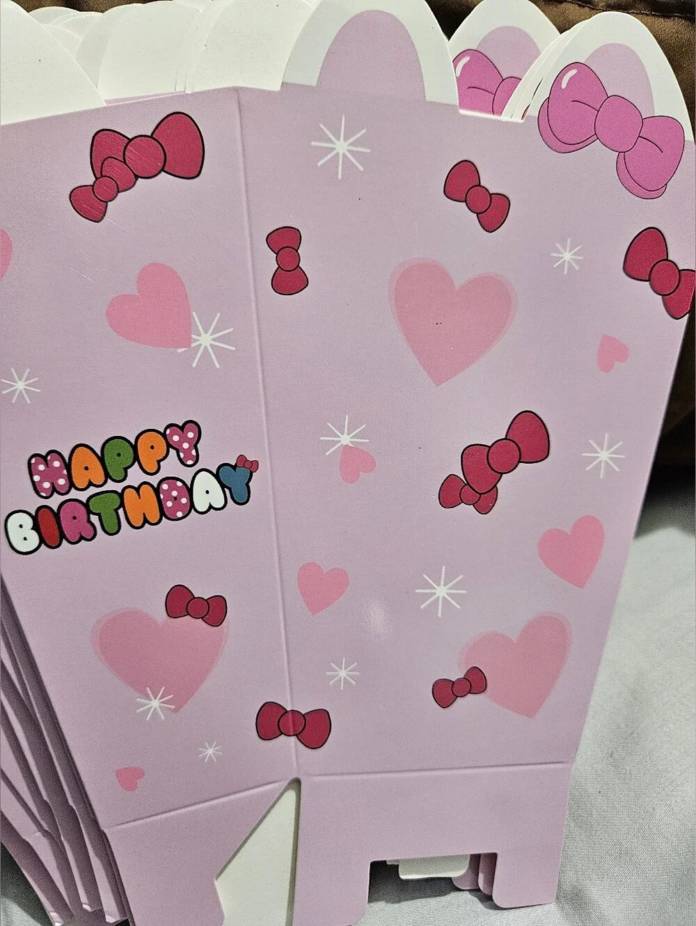 Happy Birthday Pink Party Favor Popcorn Boxes - Cute Heart & Bow Design 15 Ct